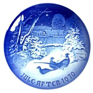 Bing & Grondahl 1970 Christmas Plate Blue Pheasants In Snow Copenhagen Porcelain